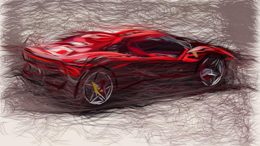 Ferrari SP38 Drawing #4 Digital Art by CarsToon Concept