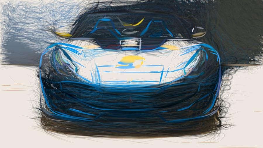 Ferrari SP3JC Drawing #4 Digital Art by CarsToon Concept