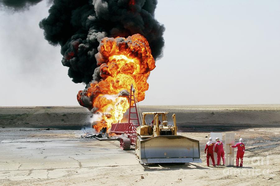 Firefighter Photograph - Fighting Iraqi Oil Well Fires #3 by Peter Menzel/science Photo Library