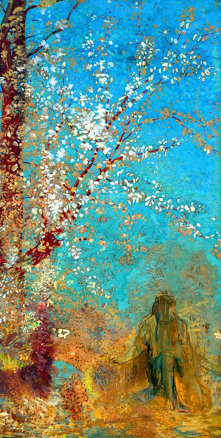 Odilon Redon Painting - Figure under a blossoming tree - Digital Remastered Edition by Odilon Redon