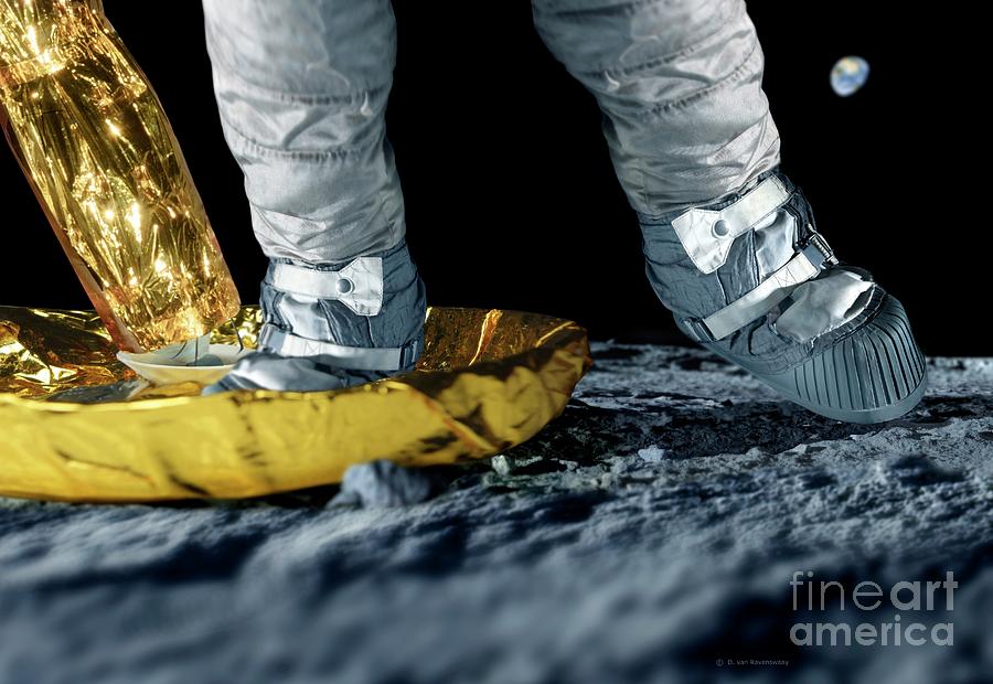 First Step On The Moon #3 by Detlev Van Ravenswaay/science Photo Library