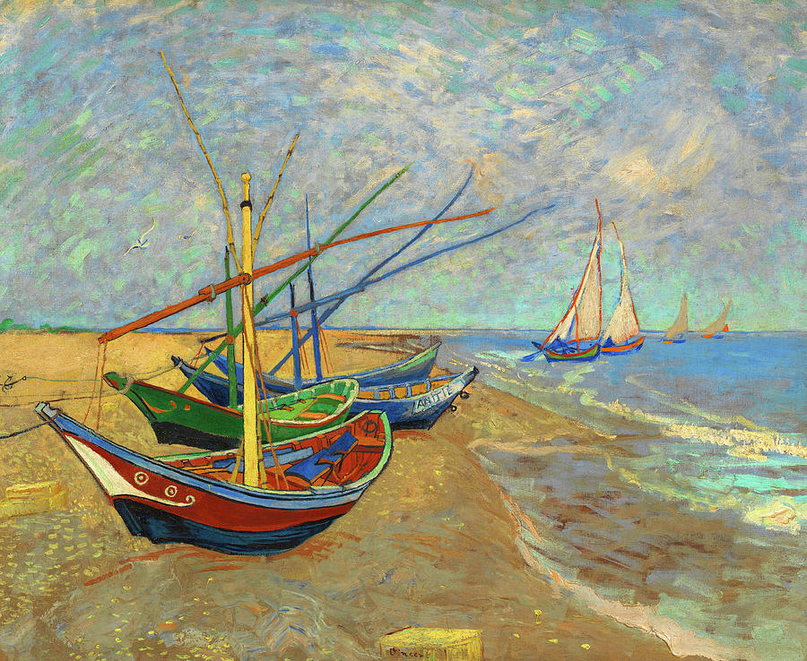 Vincent Van Gogh Painting - Fishing Boats on the Beach at Les Saintes-Maries-de-la-Mer #3 by Vincent Van Gogh