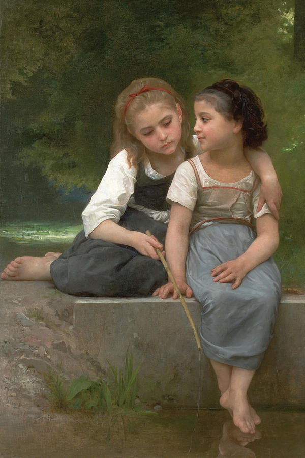Fishing For Frogs #3 Painting by William-Adolphe Bouguereau