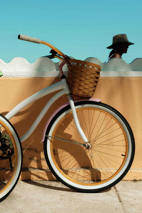 Florida, Palm Beach, Bicycle Leaning On Wall At The Beach #3 Digital Art by Laura Diez