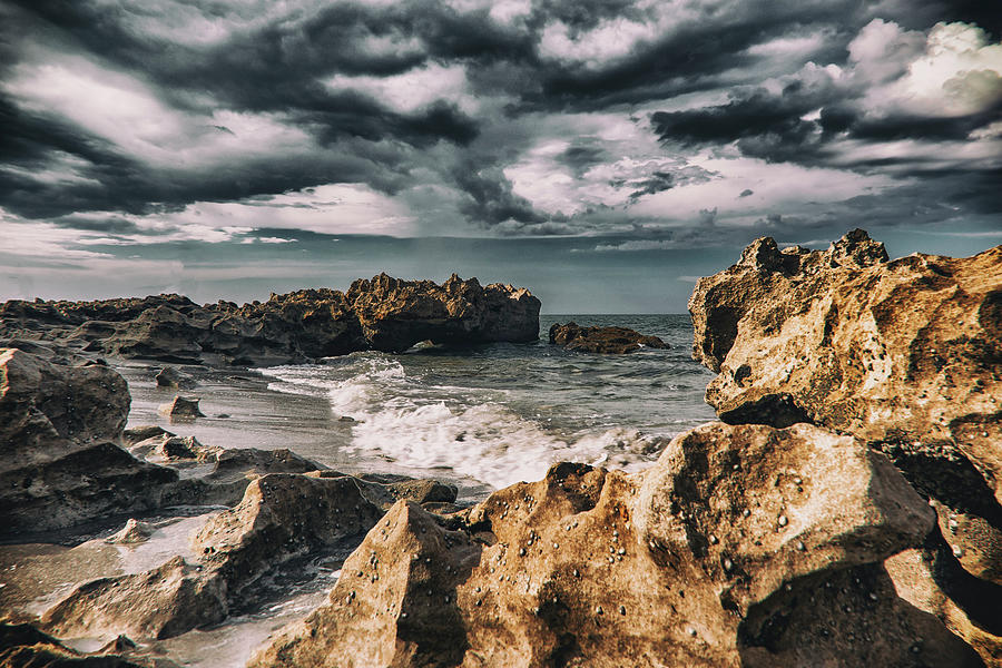 Florida South Florida Tequesta Beach Coral Cove Park Rocks In Ocean