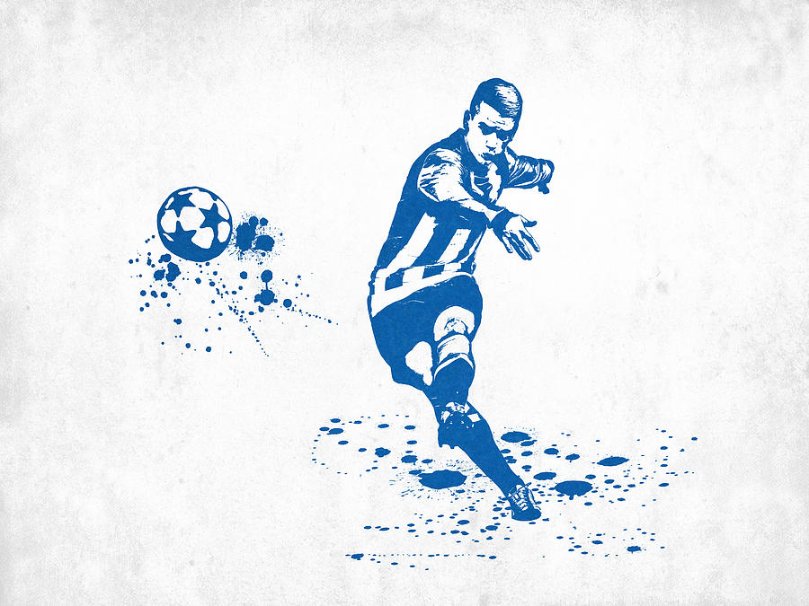 Art Poster Football Soccer Player kicking the Ball