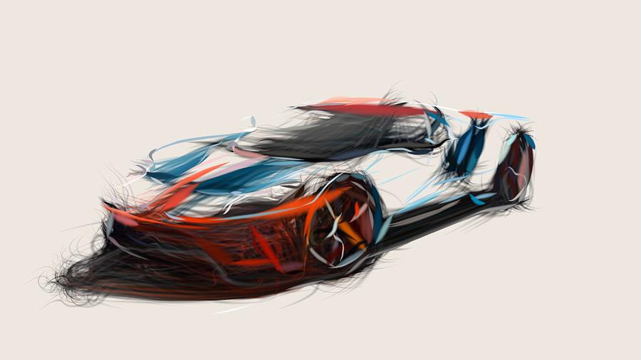Ford GT Heritage Edition Drawing #4 Digital Art by CarsToon Concept