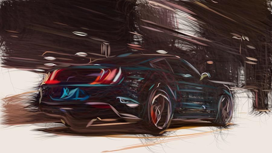 Ford Mustang Bullitt Drawing #4 Digital Art by CarsToon Concept
