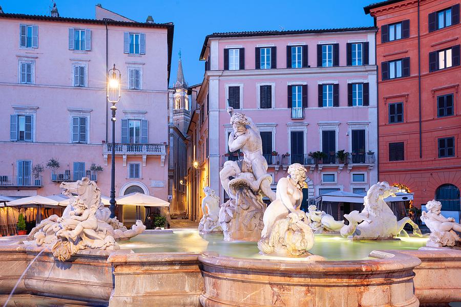 Fountain Photograph - Fountains In Piazza Navona In Rome #3 by Sean Pavone