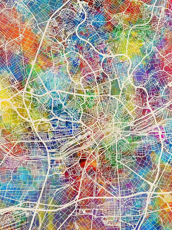 Frankfurt Digital Art - Frankfurt Germany City Map #3 by Michael Tompsett