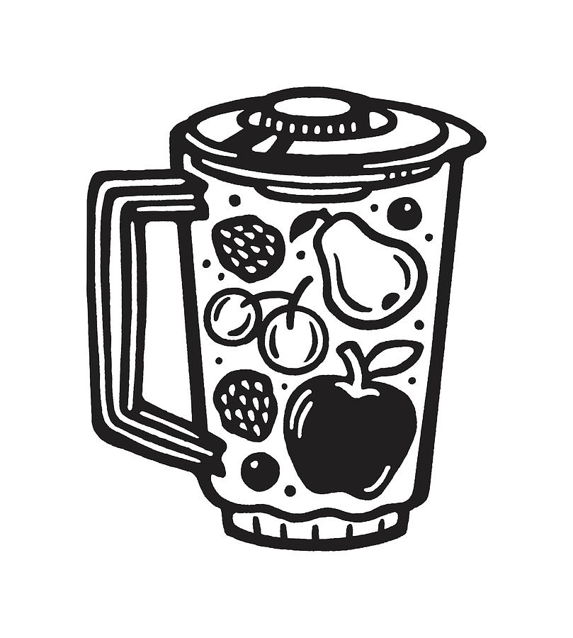 Black And White Drawing - Fruit in a Blender #3 by CSA Images