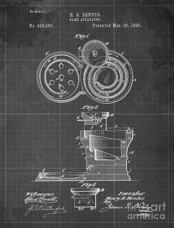 Game Apparatus Patent Year 1890 Drawing by Drawspots Illustrations | Pixels