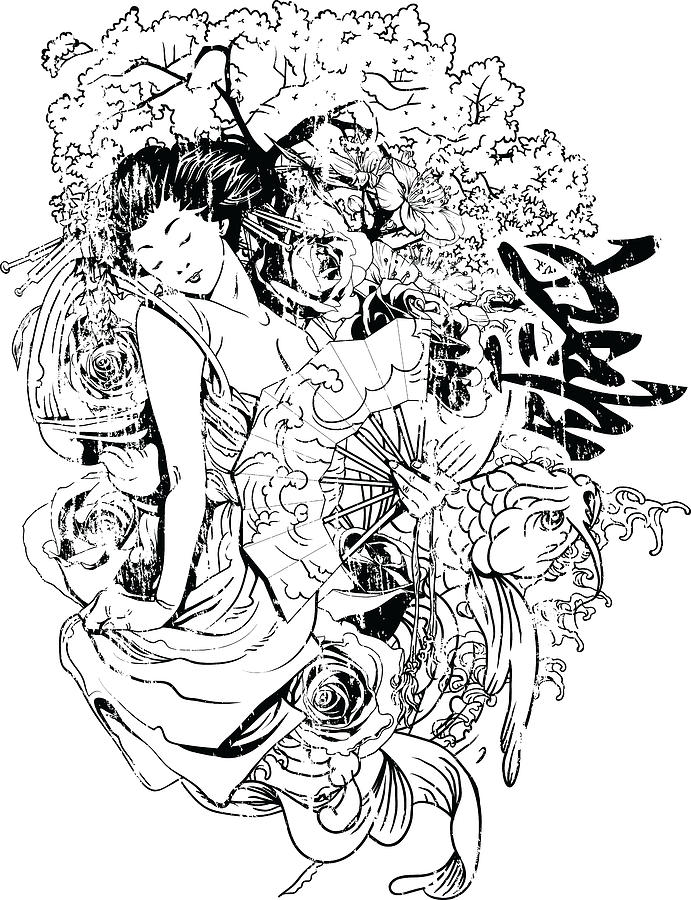 Japanese Digital Art - Geisha by Passion Loft Japanese Digital Art - Geisha by Passion Loft