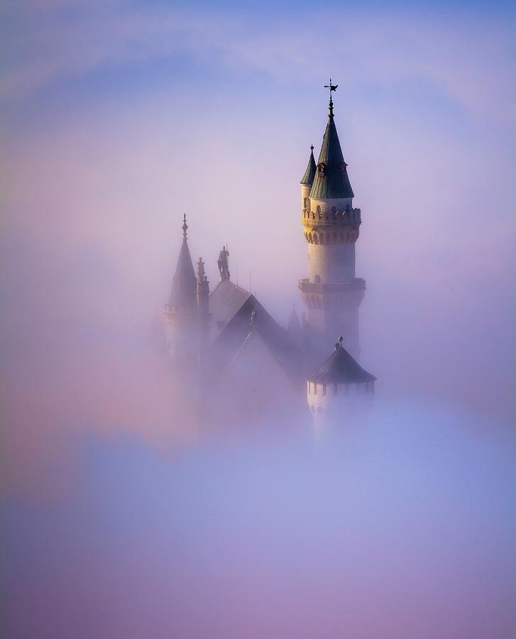 Germany, Bavaria, Swabia, Neuschwanstein Castle In The Fog #3 Digital Art by Olimpio Fantuz