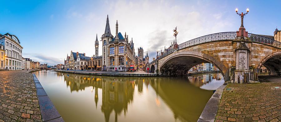 Architecture Photograph - Ghent, Belgium Old Town Cityscape #3 by Sean Pavone