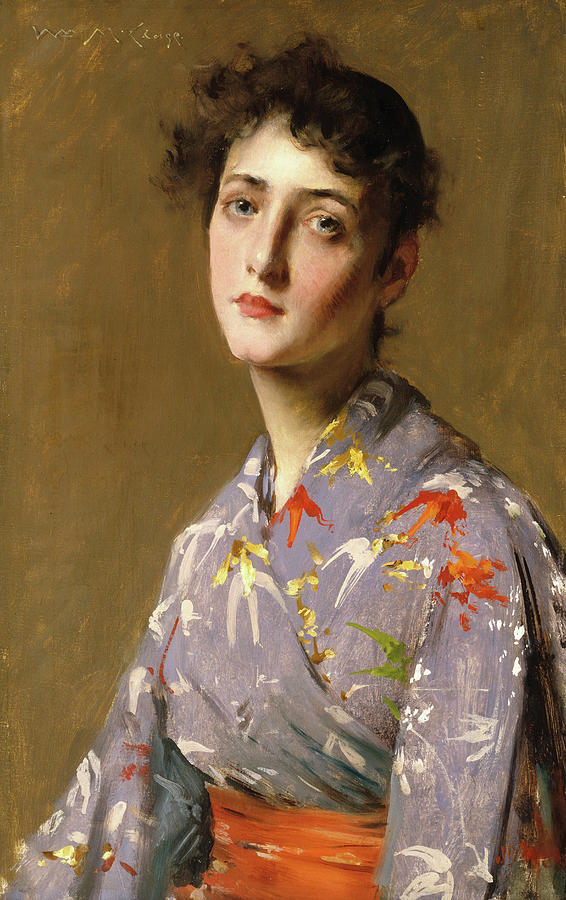 William Merritt Chase Painting - Girl in a Japanese Costume #3 by William Merritt Chase