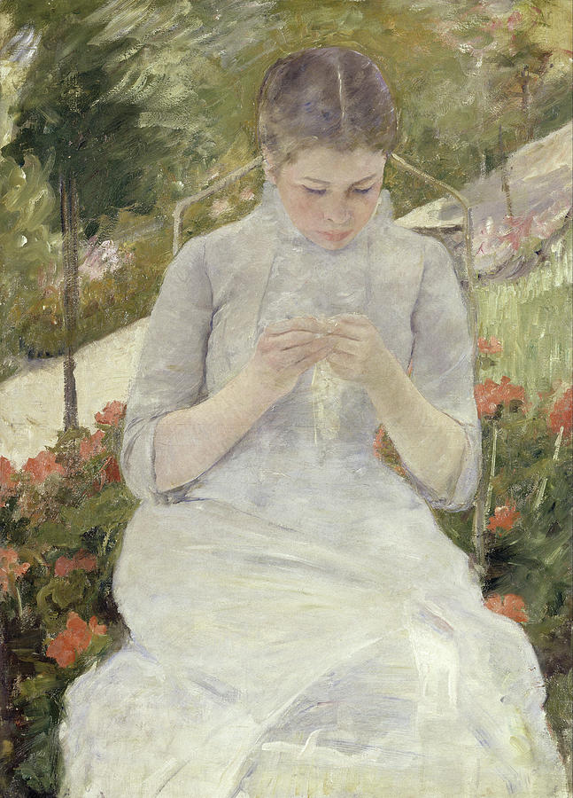 Mary Stevenson Cassatt Painting - Girl in the Garden #3 by Mary Cassatt