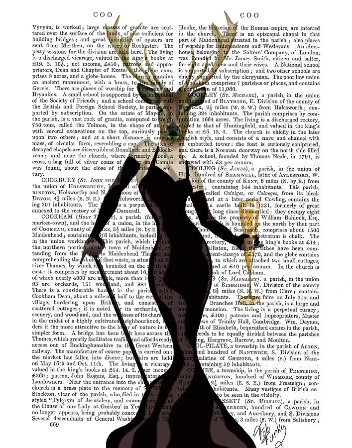Glamour Deer In Black #3 Painting by Fab Funky