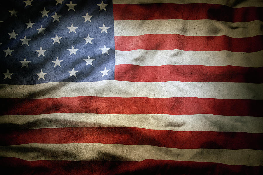 Grunge American flag #3 Photograph by Les Cunliffe