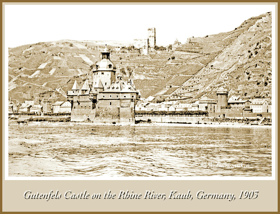 Gutenfels Castle on the Rhine, Kaub, Germany, 1903, Vintage Phot #3 Photograph by A Macarthur Gurmankin