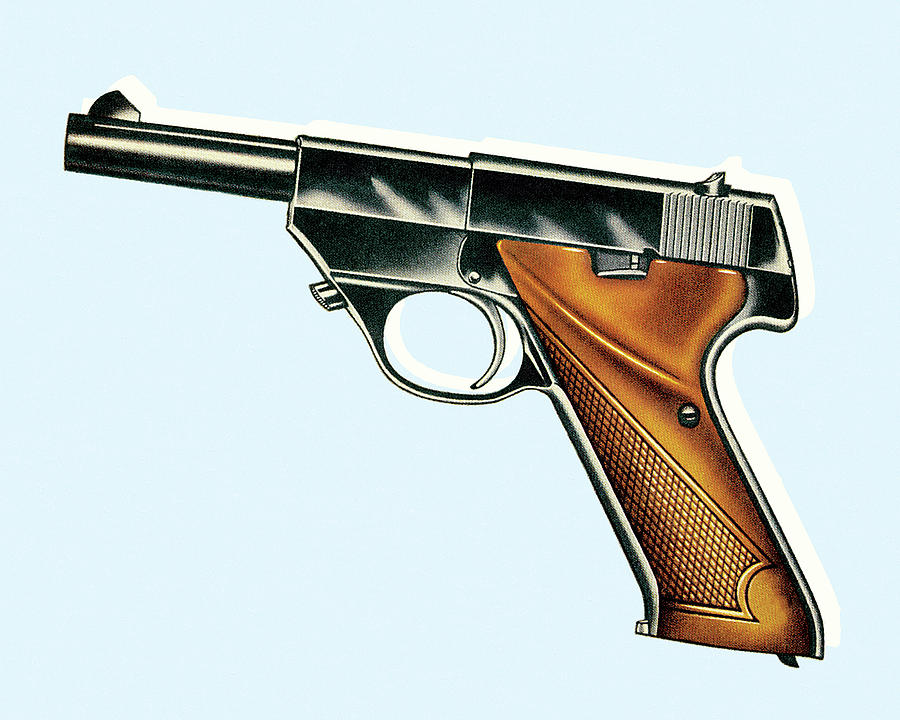 Vintage Drawing - Handgun #3 by CSA Images