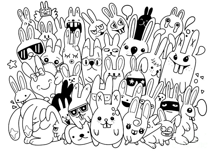 Happy Easter Vector Design with Cute Rabbit Characters- Advertis ...