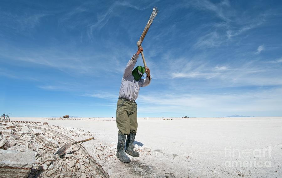 Axe Photograph - Harvesting Salt Crust #3 by Philippe Psaila/science Photo Library