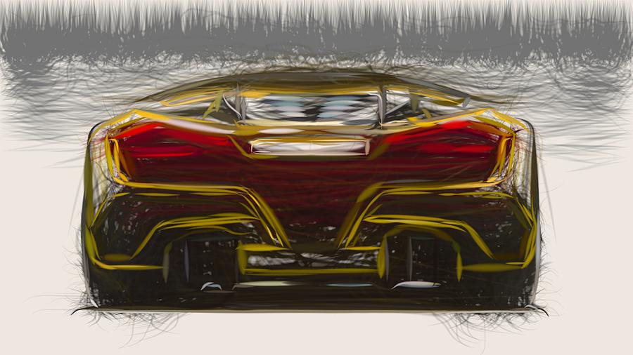 Hennessey Venom F5 Drawing #4 Digital Art by CarsToon Concept