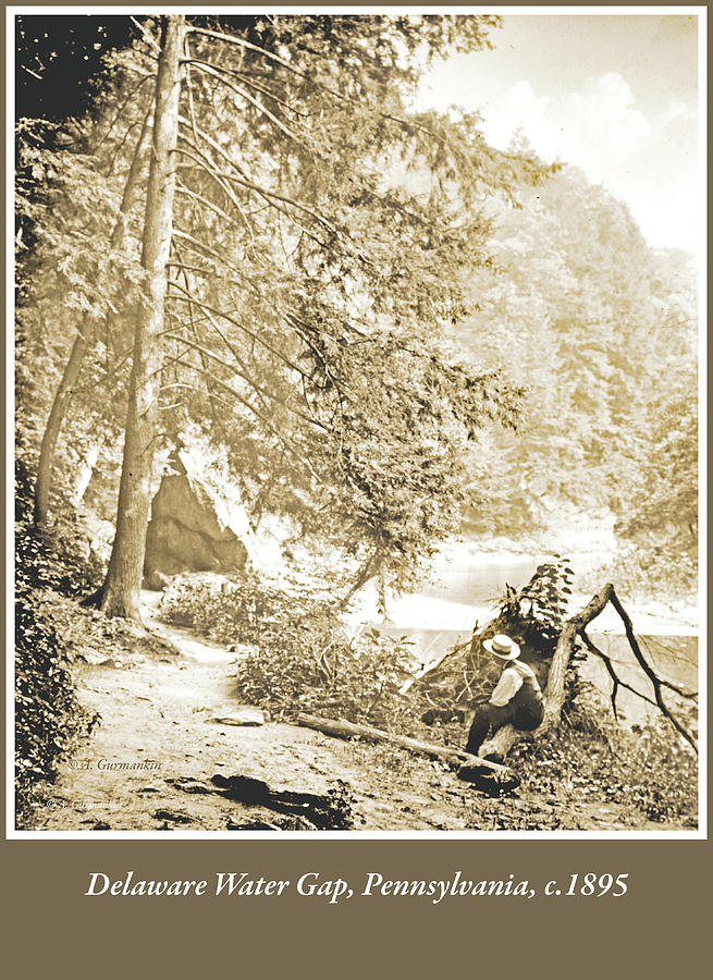 Hiker, Sightseer, Delaware Water Gap, Pennsylvania, c.1895 #3 Photograph by A Macarthur Gurmankin