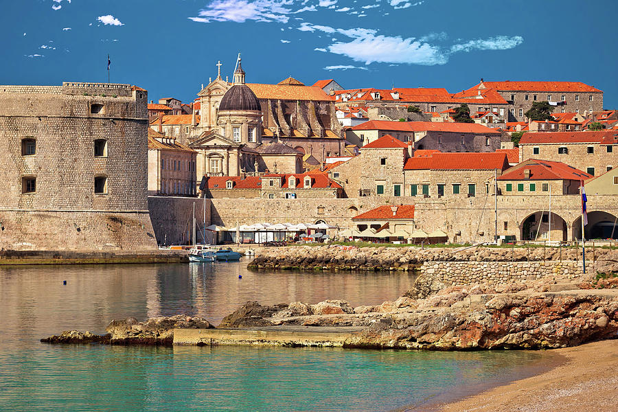 Historic town of Dubrovnik and Banje beach view #3 Photograph by Brch Photography
