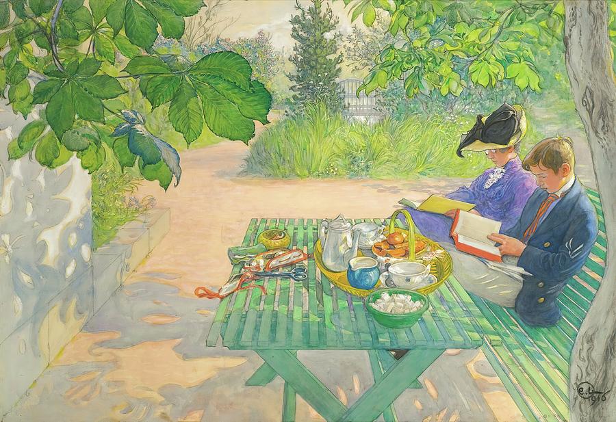 Carl Larsson Painting - Holiday Reading by Carl Larsson