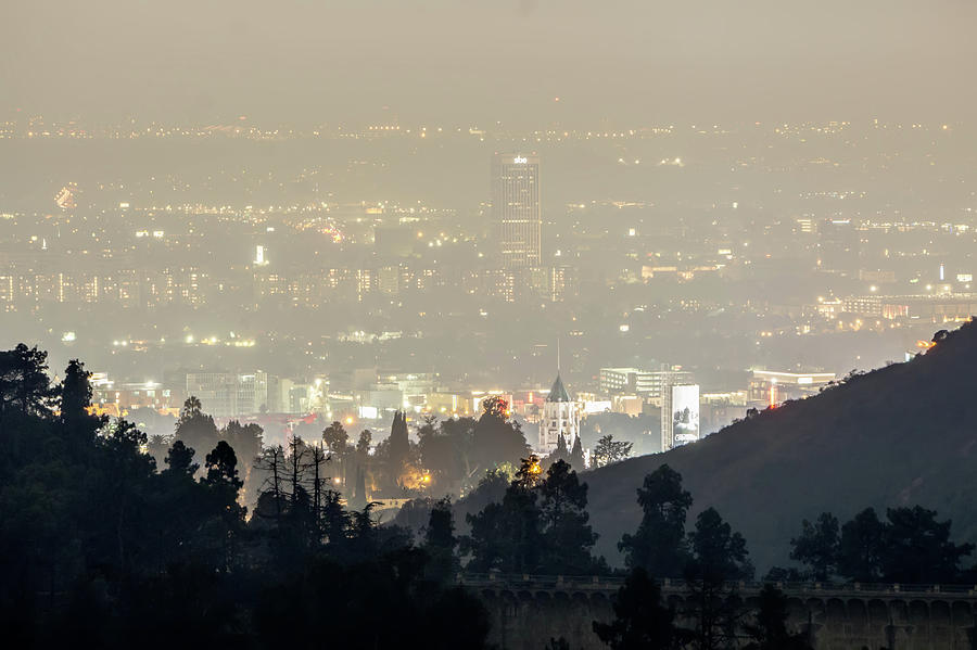 Hollywood Hills And Valley At Night Near Hollywood Sign #3 Photograph by Alex Grichenko
