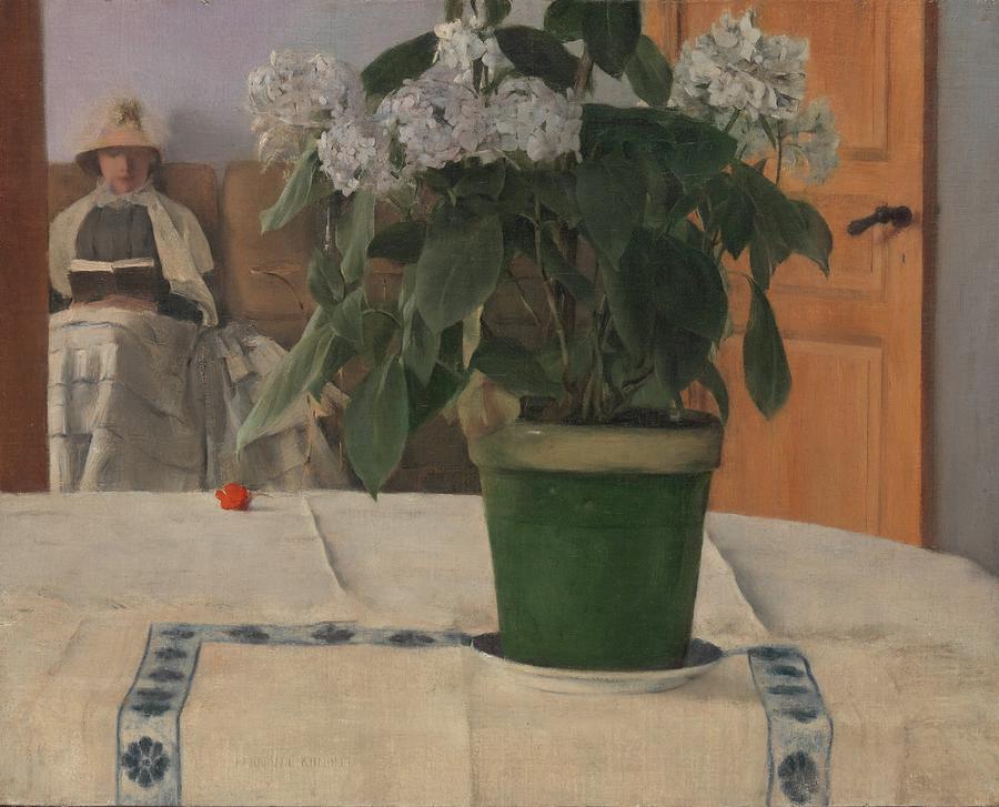 Hat Painting - Hortensia by Fernand Khnopff