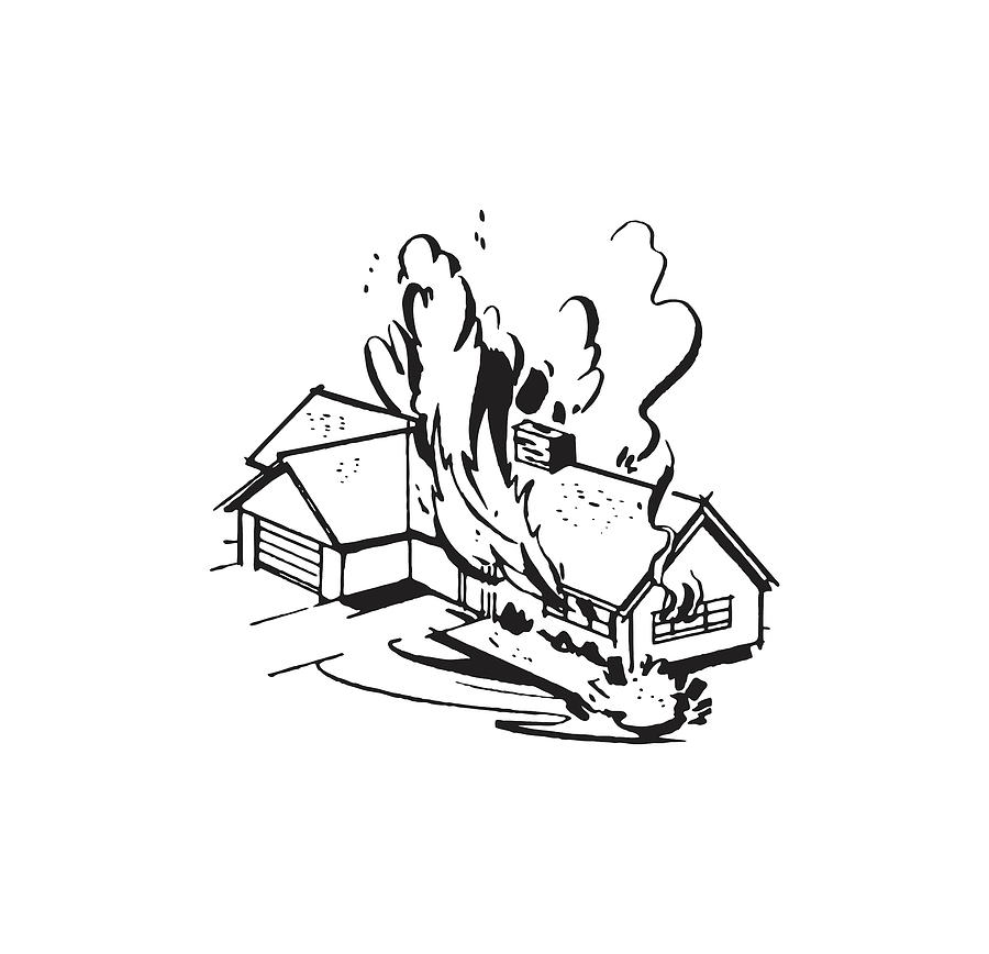 House on Fire Drawing by CSA Images | Fine Art America