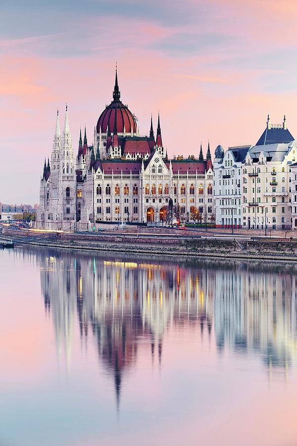 Hungary, Budapest, The Danube River And The Parliament Building #3 Digital Art by Richard Taylor
