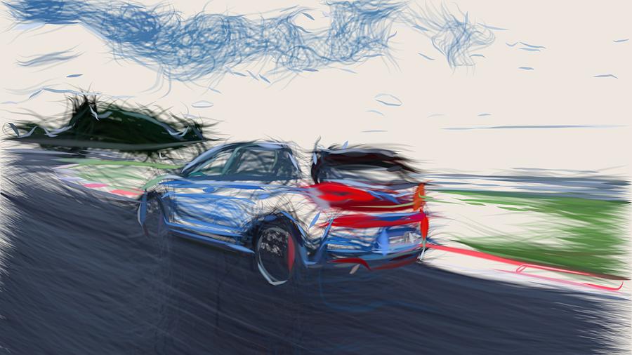 Hyundai i30 N Drawing #4 Digital Art by CarsToon Concept
