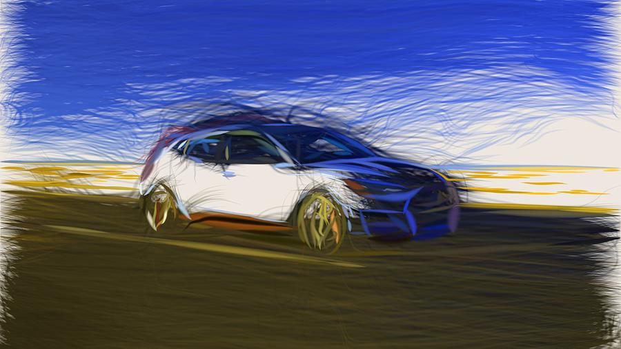 Hyundai Veloster N Drawing #4 Digital Art by CarsToon Concept