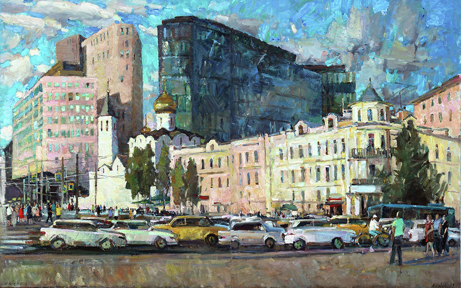 In The Center Of A Big City #3 Painting by Juliya Zhukova