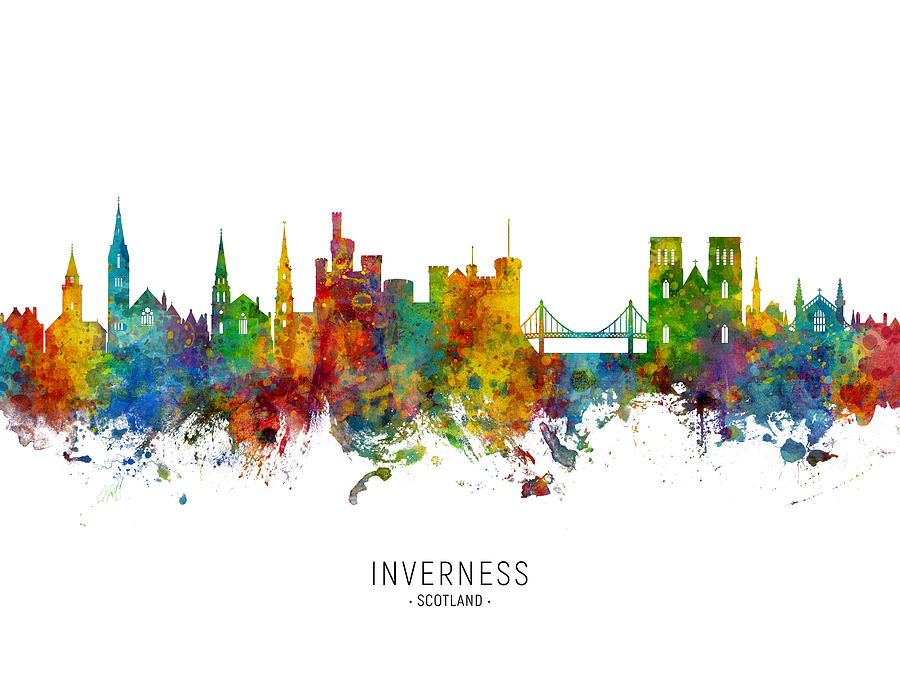 Inverness Scotland Skyline #3 Digital Art by Michael Tompsett