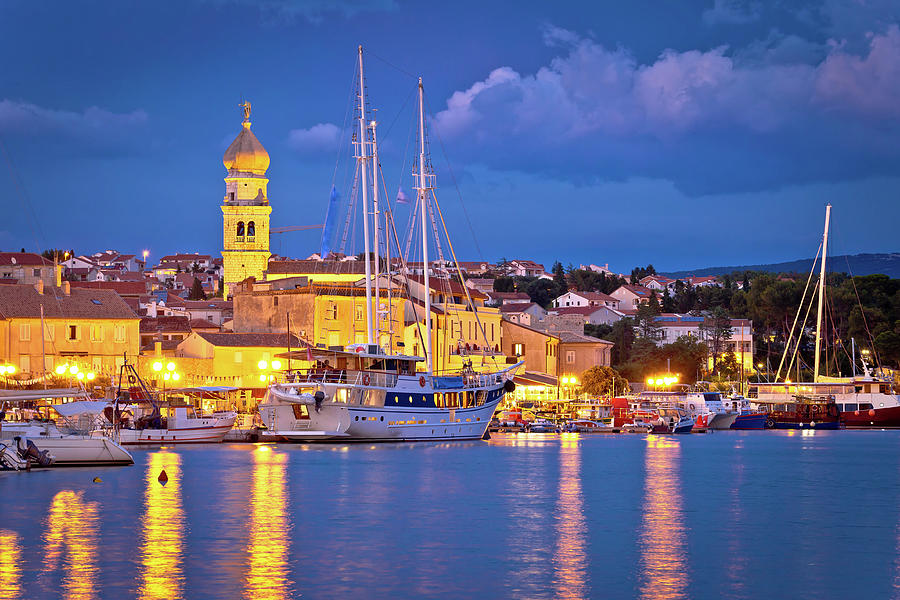 Island town of Krk evening waterfront view #3 Photograph by Brch Photography