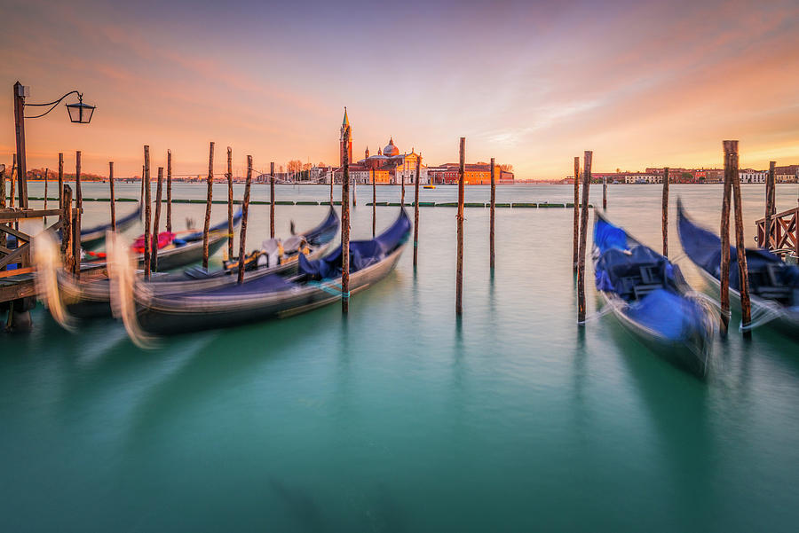 Italy, Veneto, Venetian Lagoon, Adriatic Coast, Venezia District, Venice, San Giorgio Maggiore, Gondolas #3 Digital Art by Stefano Coltelli