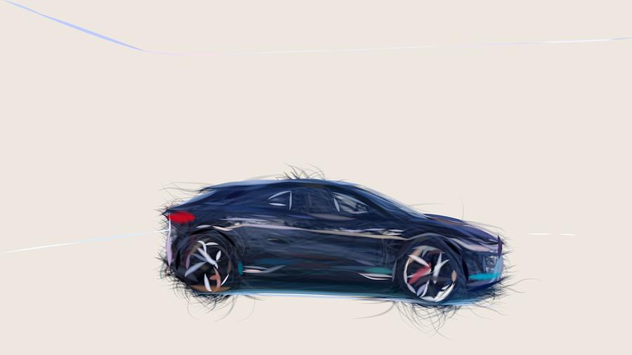 Jaguar I Pace Draw Digital Art by CarsToon Concept