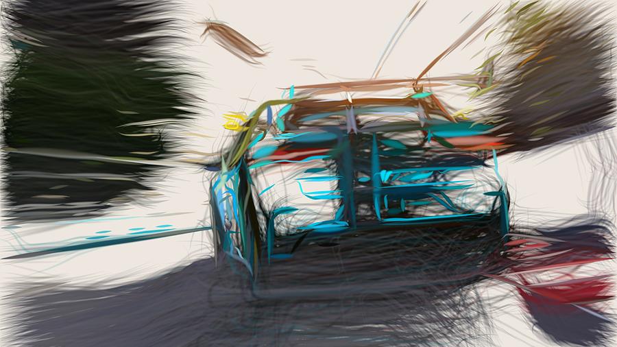 Jaguar I Pace eTrophy Racecar Drawing #4 Digital Art by CarsToon Concept