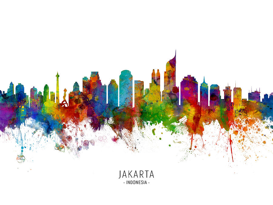 Jakarta Skyline Indonesia #3 Digital Art by Michael Tompsett