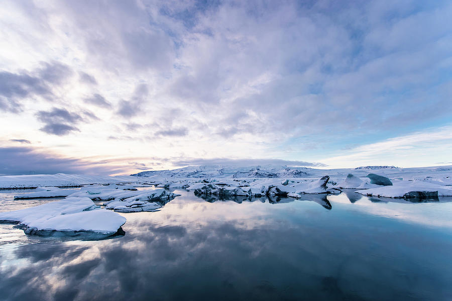 Joekulsarlon With Growler At Sunset, Glacierlagoon, Vatnajoekull ...