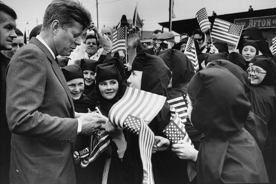 Flag Photograph - John F. Kennedy #3 by John Dominis
