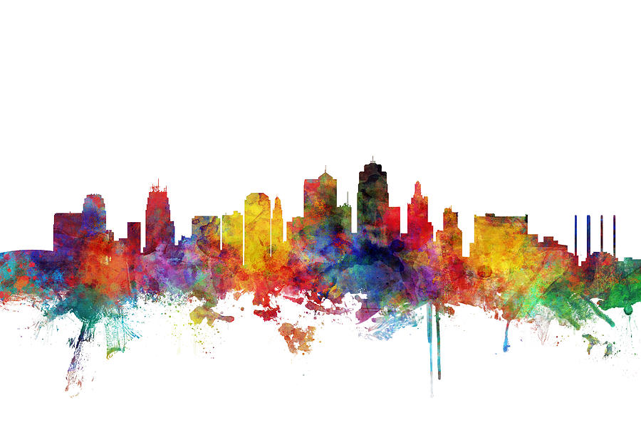 Kansas City Missouri Skyline #3 Digital Art by Michael Tompsett
