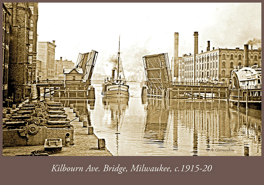 Kilbourn Avenue Bridge, Milwaukee, Wisconsin, 1915-1920, Vintage #3 Photograph by A Macarthur Gurmankin