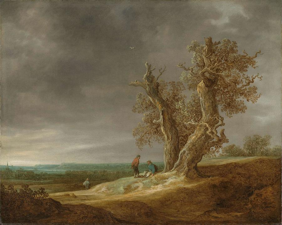 Landscape with Two Oaks. #3 Painting by Jan Van Goyen