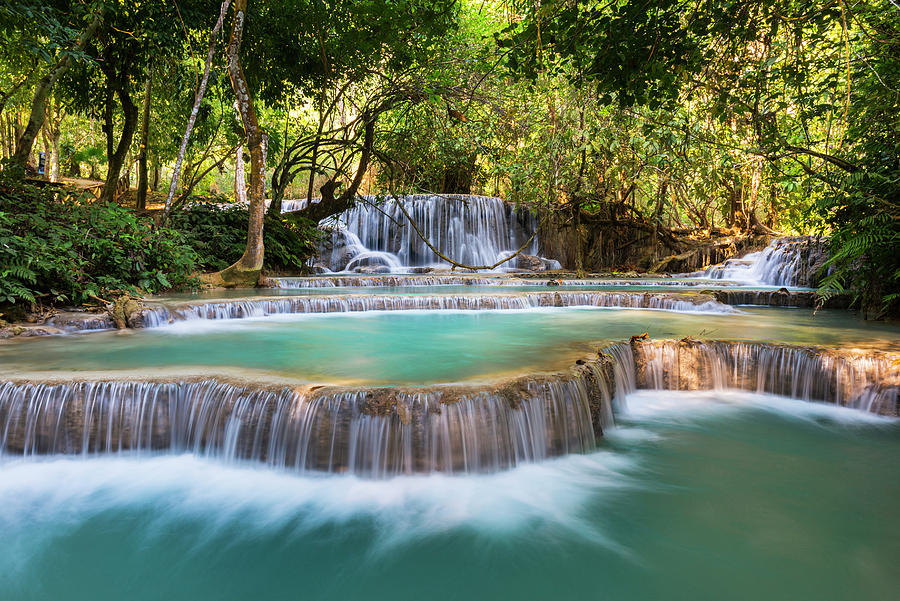 Laos, Kuang Si Waterfalls #3 Digital Art by Jordan Banks